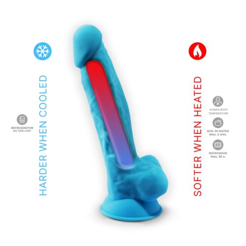 SilexD 7 inch Realistic Silicone Dual Density Dildo with Suction Cup and Balls Blue